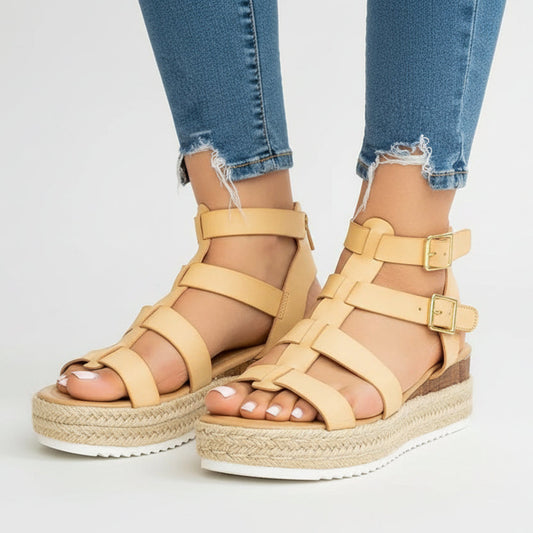 Chic Platform Sophie Laurie Cross Strap Sandals