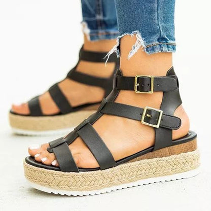 Chic Platform Sophie Laurie Cross Strap Sandals
