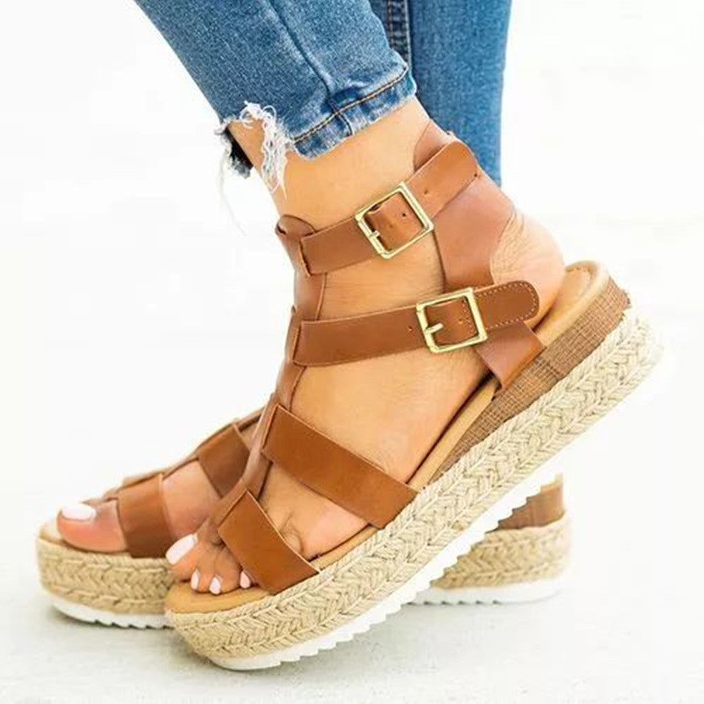 Chic Platform Sophie Laurie Cross Strap Sandals