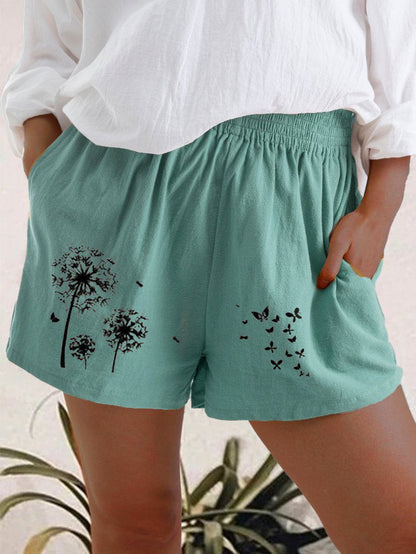 Dandelion Print High Waist Shorts Sophie Laurie