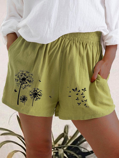 Dandelion Print High Waist Shorts Sophie Laurie