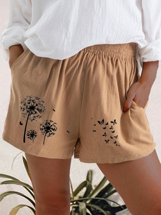 Dandelion Print High Waist Shorts Sophie Laurie