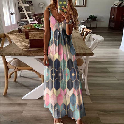 Geometric Print Sophie Laurie Summer Maxi Dress