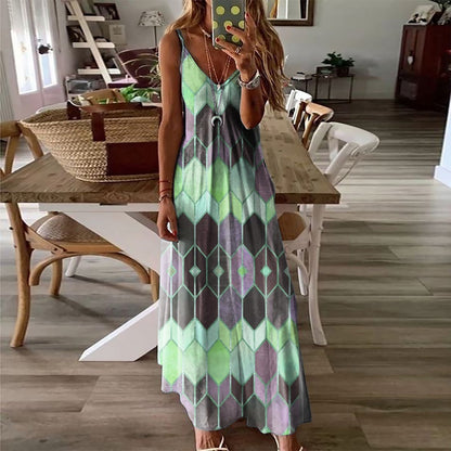 Geometric Print Sophie Laurie Summer Maxi Dress