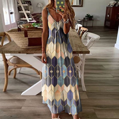 Geometric Print Sophie Laurie Summer Maxi Dress