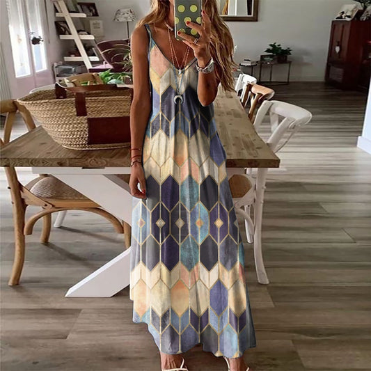 Geometric Print Sophie Laurie Summer Maxi Dress