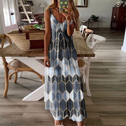 Geometric Print Sophie Laurie Summer Maxi Dress