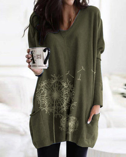 Printed Dandelion Sophie Laurie Long Sleeve Blouse