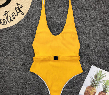 Chic Belted One-Piece Swimsuit by Sophie Laurie