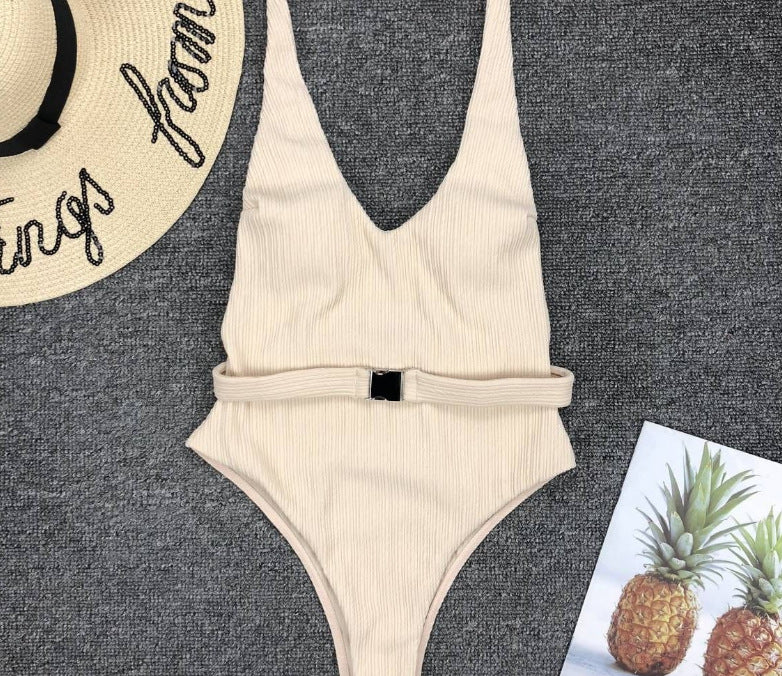 Chic Belted One-Piece Swimsuit by Sophie Laurie