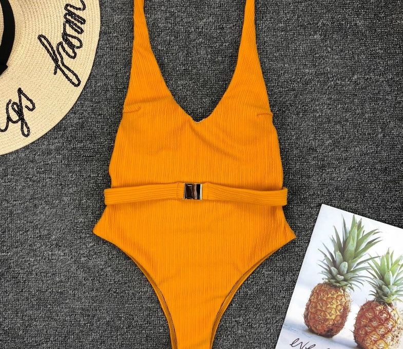 Chic Belted One-Piece Swimsuit by Sophie Laurie