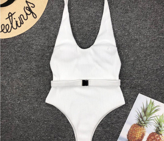 Chic Belted One-Piece Swimsuit by Sophie Laurie