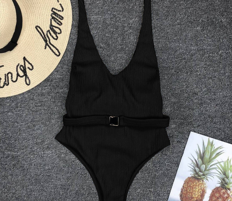 Chic Belted One-Piece Swimsuit by Sophie Laurie