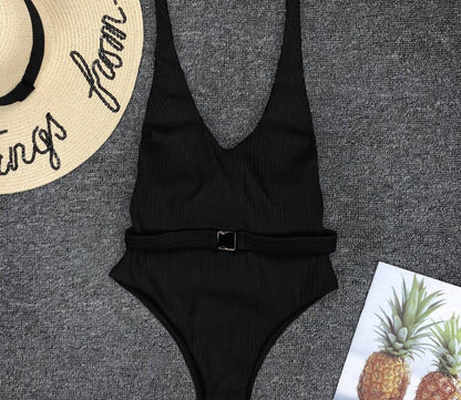 Chic Belted One-Piece Swimsuit by Sophie Laurie
