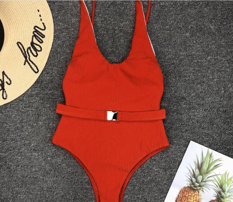 Chic Belted One-Piece Swimsuit by Sophie Laurie