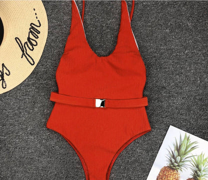 Chic Belted One-Piece Swimsuit by Sophie Laurie