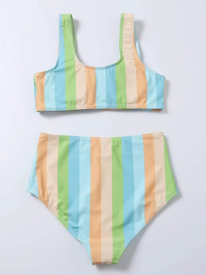 Vibrant Striped High Waist Bikini by Sophie Laurie