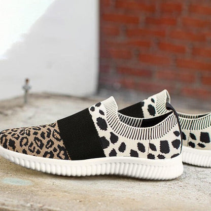 Leopard Knit Slip-On Sneakers by Sophie Laurie