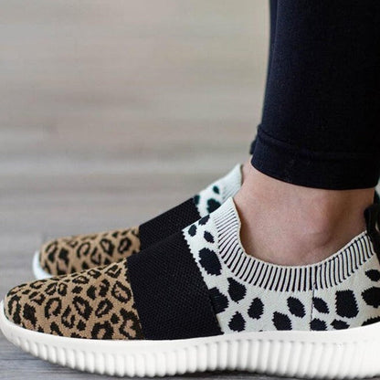 Leopard Knit Slip-On Sneakers by Sophie Laurie