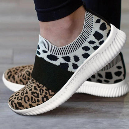 Leopard Knit Slip-On Sneakers by Sophie Laurie