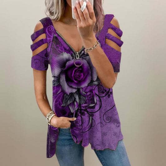 Floral Print V-Neck Top Sophie Laurie
