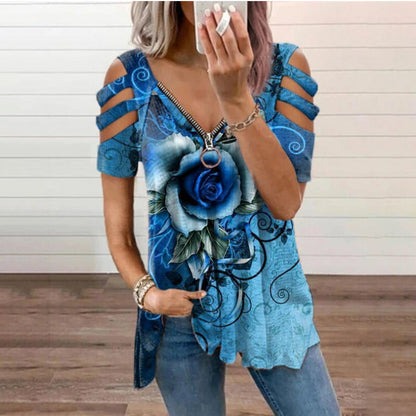 Floral Print V-Neck Top Sophie Laurie