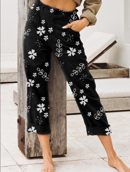 Floral Print Sophie Laurie Cropped Casual Pants