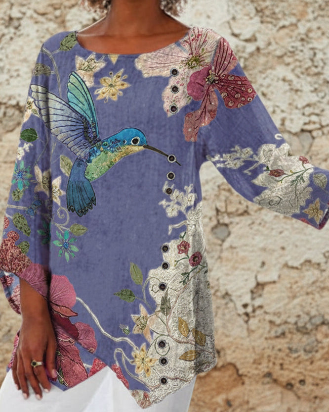 Floral Print Irregular Top by Sophie Laurie