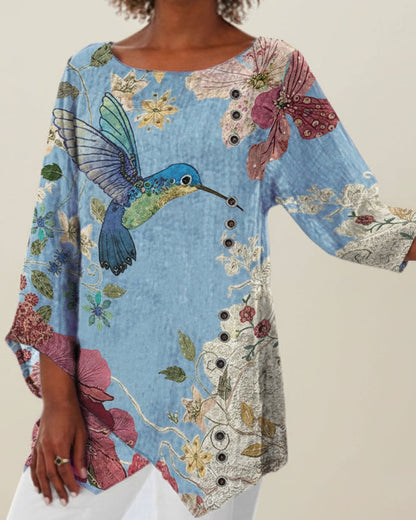 Floral Print Irregular Top by Sophie Laurie
