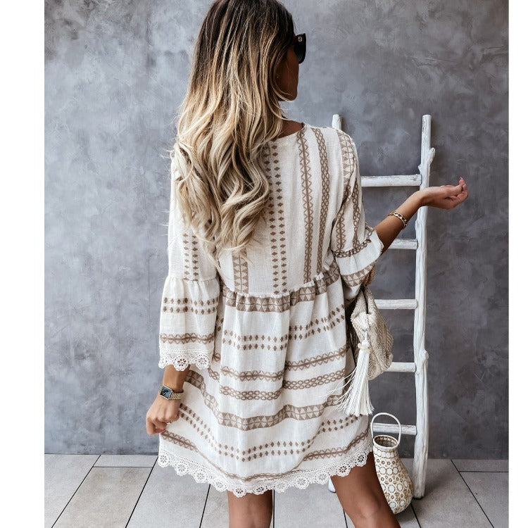 Boho Lace Cuff Dress Sophie Laurie Summer V-Neck