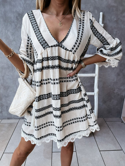 Boho Lace Cuff Dress Sophie Laurie Summer V-Neck