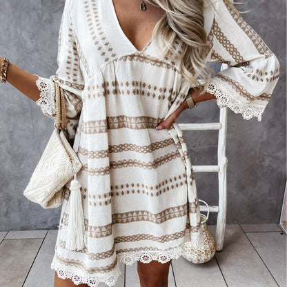 Boho Lace Cuff Dress Sophie Laurie Summer V-Neck