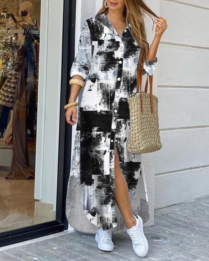 Chic Printed Long Shirt Dress Sophie Laurie