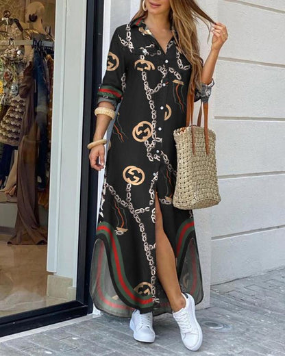 Chic Printed Long Shirt Dress Sophie Laurie