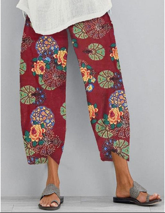 Boho Print Elastic Waist Pants by Sophie Laurie