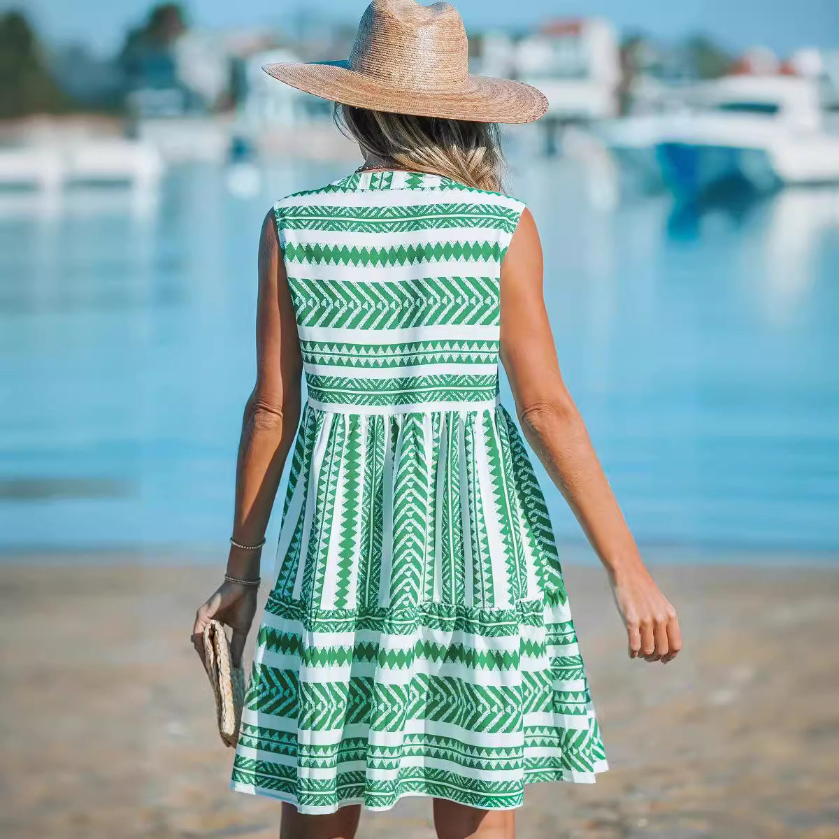 Vibrant Print Sophie Laurie V-Neck Midi Dress