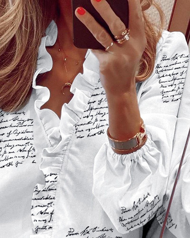 Chic Ruffled Long Sleeve Blouse by Sophie Laurie