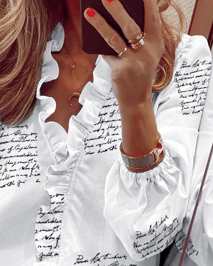 Chic Ruffled Long Sleeve Blouse by Sophie Laurie
