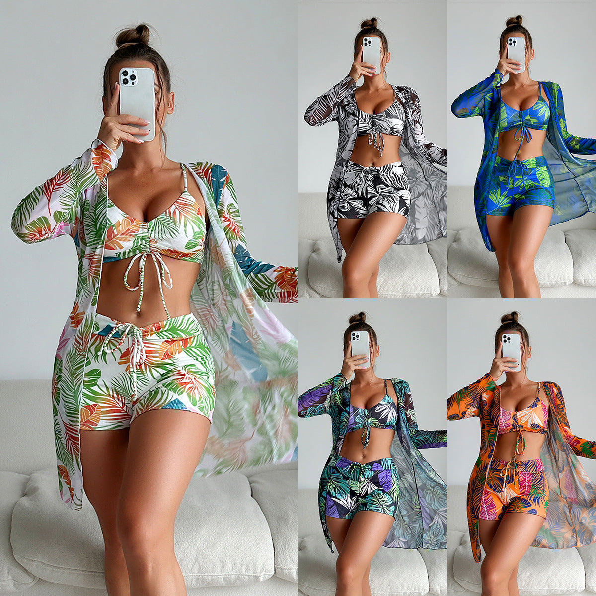 Vibrant Print Sophie Laurie Three-Piece Bikini Set