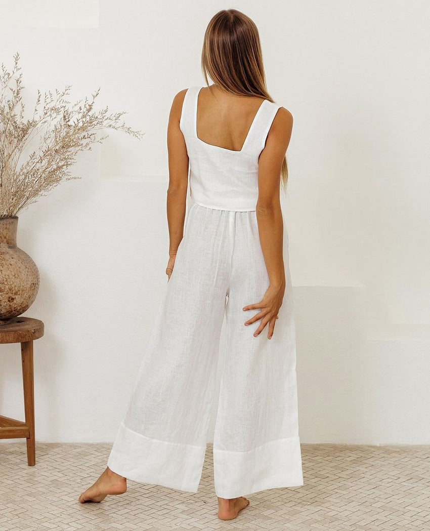 Relaxed Cotton Linen Vest Set by Sophie Laurie