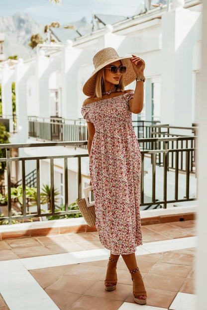 Boho Off Shoulder Sophie Laurie Summer Print Dress
