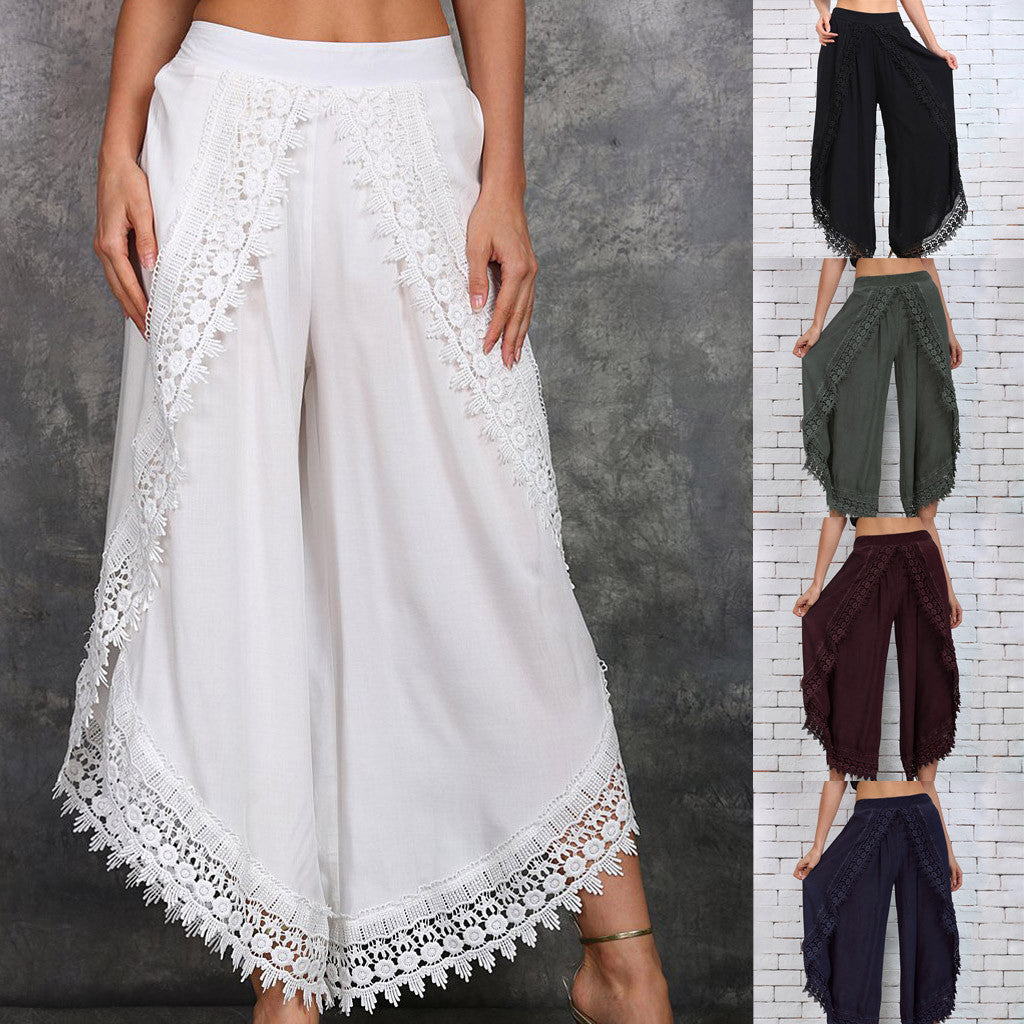 Elegant Wide-Leg Lace Pants by Sophie Laurie