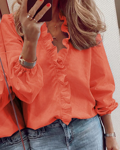 Chic Ruffled Long Sleeve Blouse by Sophie Laurie