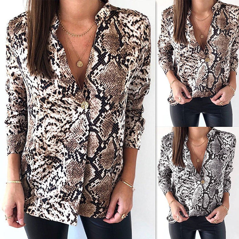 Chic Leopard Print Sophie Laurie Button-Up Top