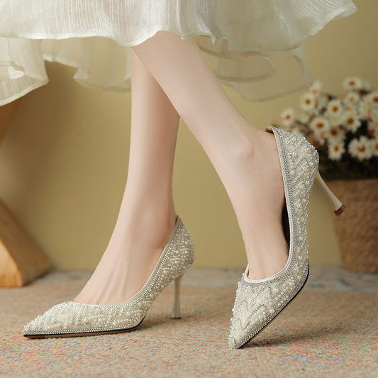 Elegant Pearl Stiletto Heels by Sophie Laurie