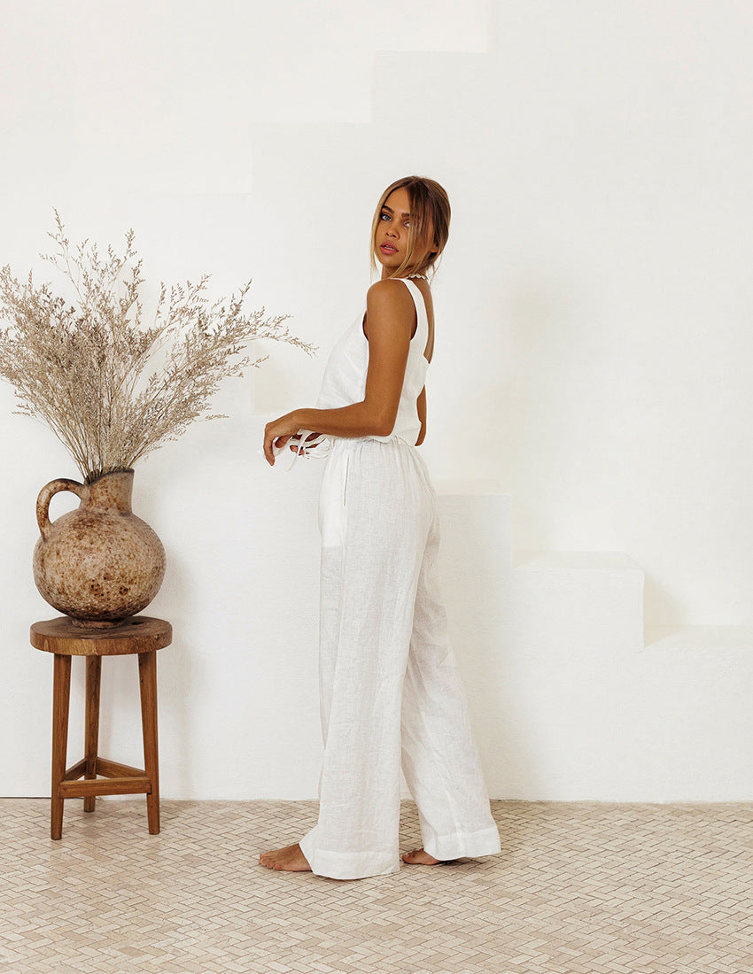 Relaxed Cotton Linen Vest Set by Sophie Laurie