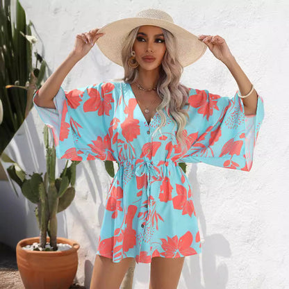 Leaf Print Summer Dress by Sophie Laurie