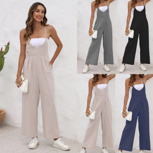 Chic Linen Blend Sophie Laurie Casual Jumpsuit