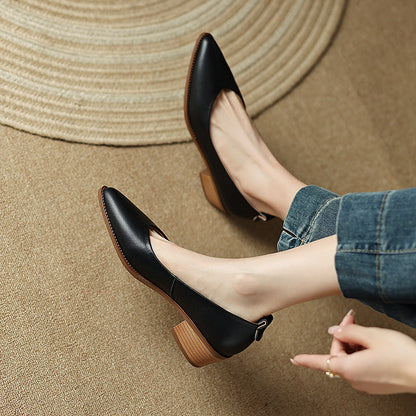 Elegant Sheepskin Low Heels by Sophie Laurie