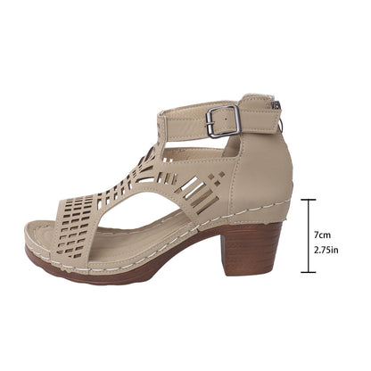 Chic Cutout Sophie Laurie Chunky Heel Sandals
